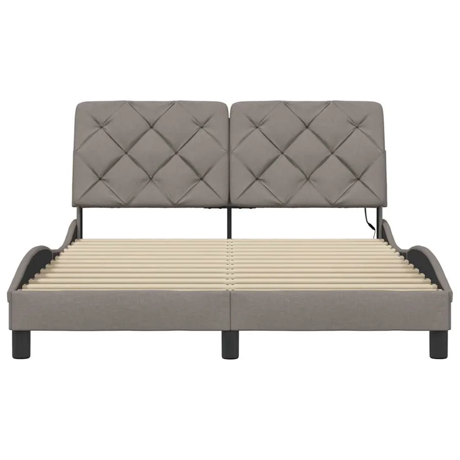 Cadre de lit avec LED sans matelas taupe 140x200 cm tissu - 6
