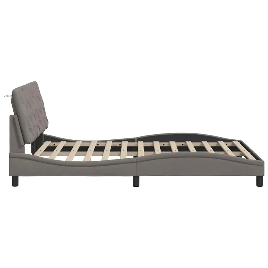 Cadre de lit avec LED sans matelas taupe 140x200 cm tissu - 9