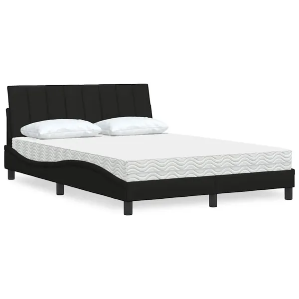 Lit avec matelas Hanko noir 120x200 cm tissu