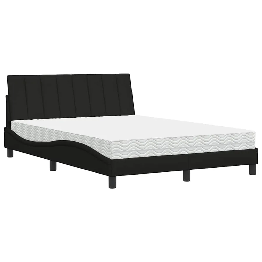Lit avec matelas Hanko noir 120x200 cm tissu - 2