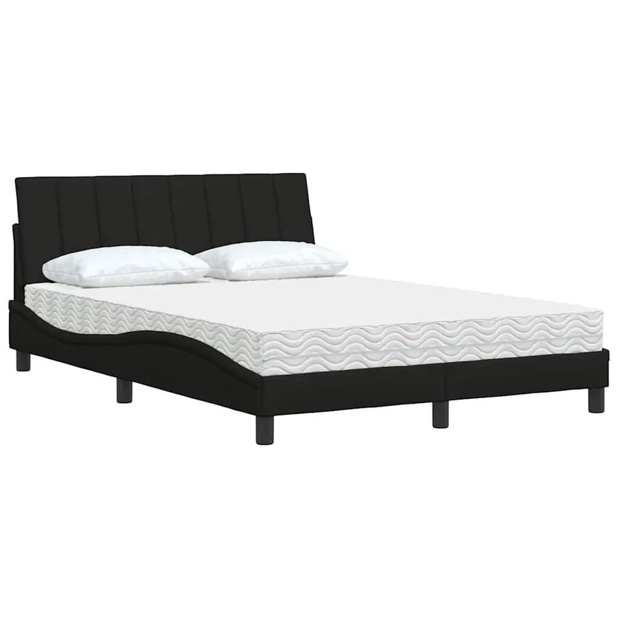 Lit avec matelas Hanko noir 120x200 cm tissu - 4