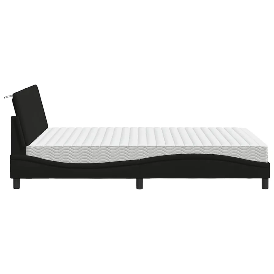 Lit avec matelas Hanko noir 120x200 cm tissu - 6