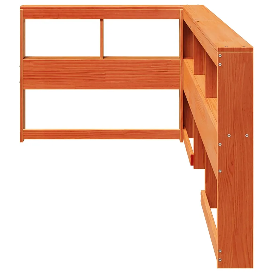 Tête de lit de bibliothèque en forme de L bois massif de pin - 4