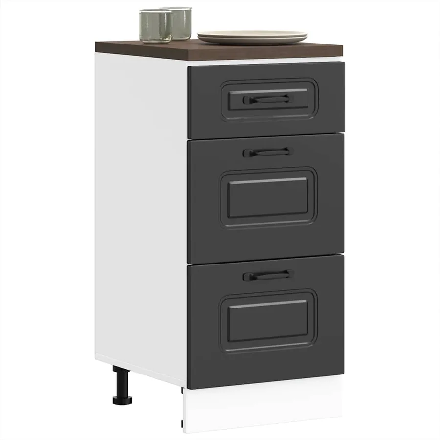 Meuble bas de cuisine « Kalmar » Bois d'ingénierie noir