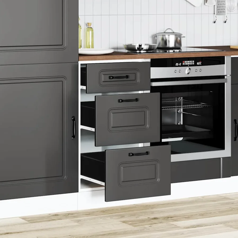 Meuble bas de cuisine « Kalmar » Bois d'ingénierie noir - 3