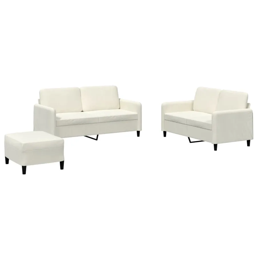 Ensemble de canapés 3 pcs crème velours - 2