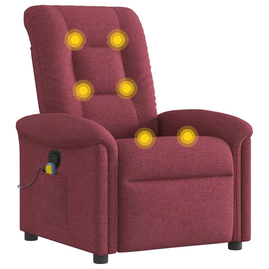 Fauteuil de massage inclinable Rouge bordeaux Tissu - 6