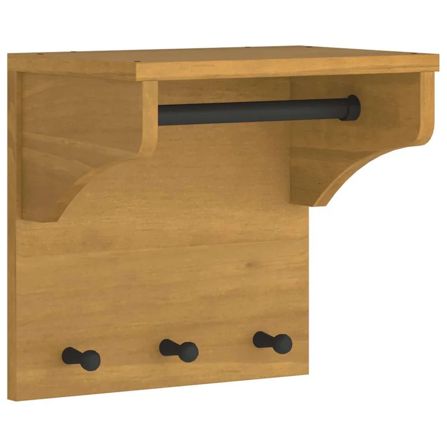 Porte-manteau mural SANDNES 43x30x42 cm bois massif pin - 2