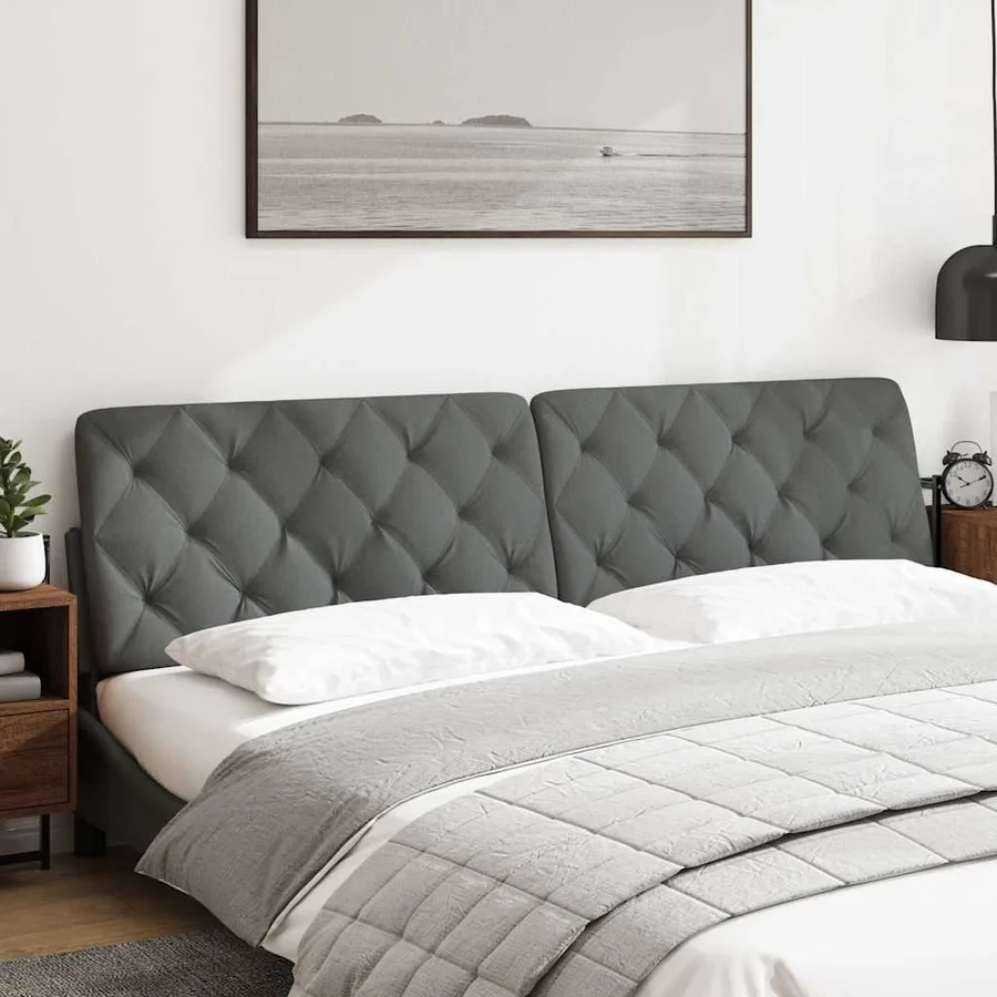 Coussin de tête de lit gris foncé 200 cm tissu - 2