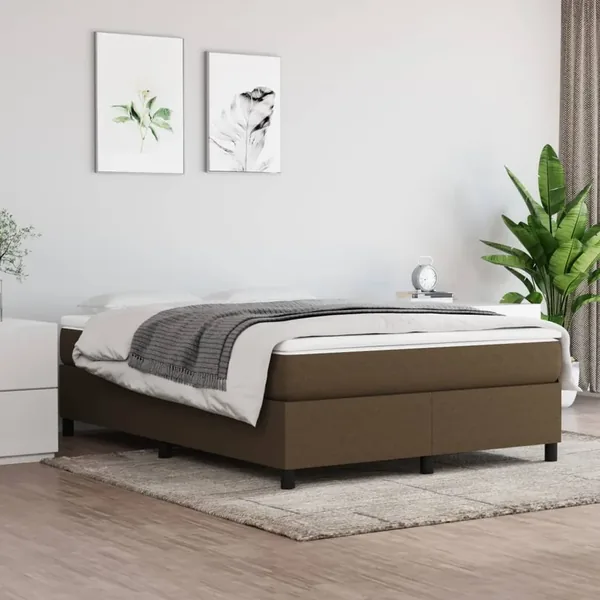 Sommier à lattes de lit avec matelas Marron foncé 140x190 cm