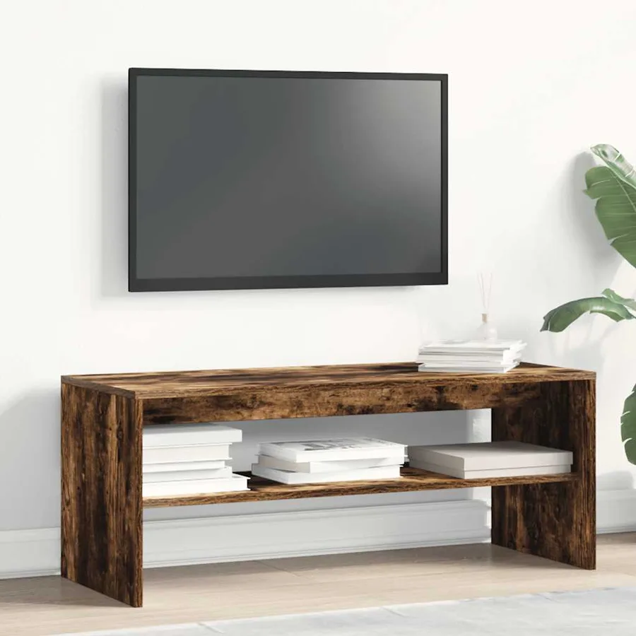 Meuble TV Chêne fumé 100x40x40 cm Bois d'ingénierie - 3