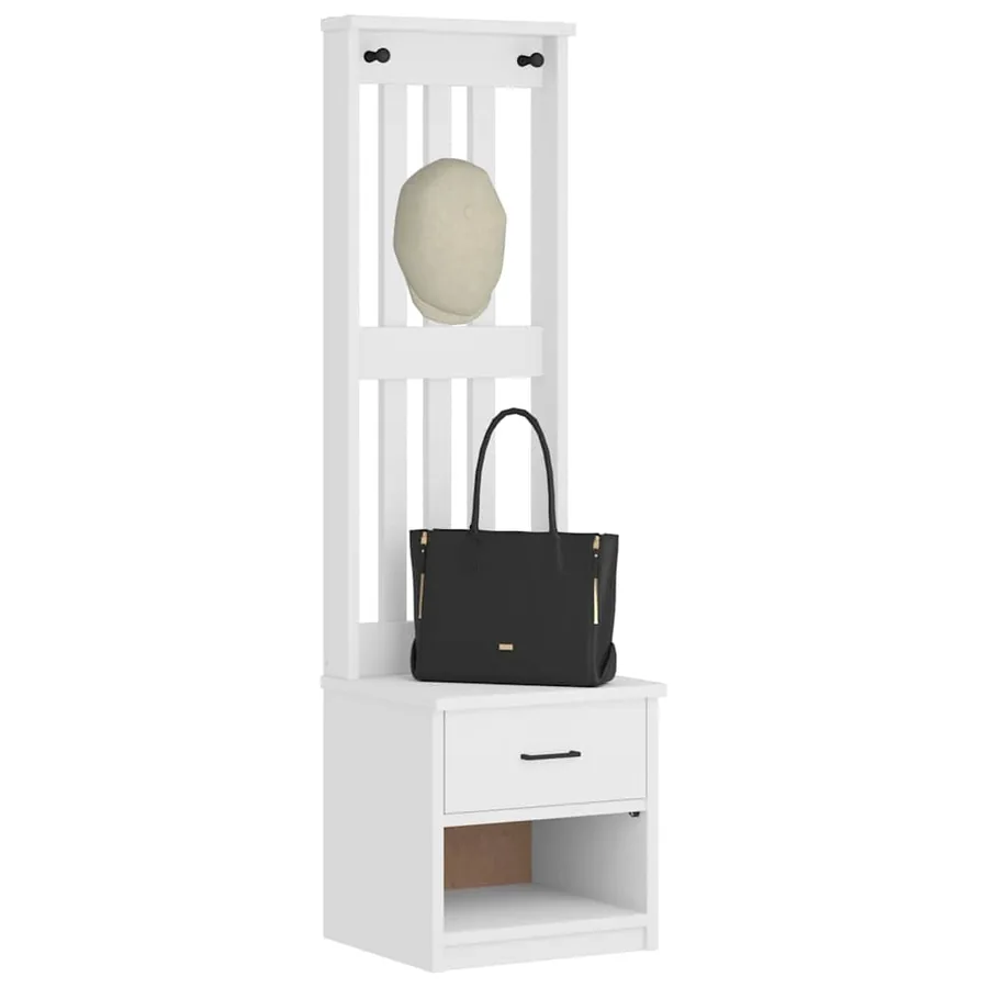 Portemanteau SANDNES blanc 45x40x159,5 cm bois massif pin