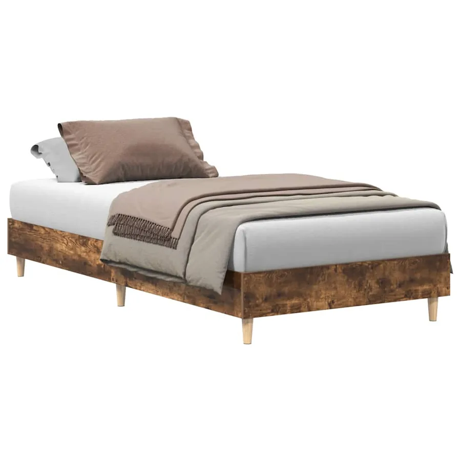 Cadre de lit sans matelas chêne fumé 90x190cm bois d'ingénierie - 2