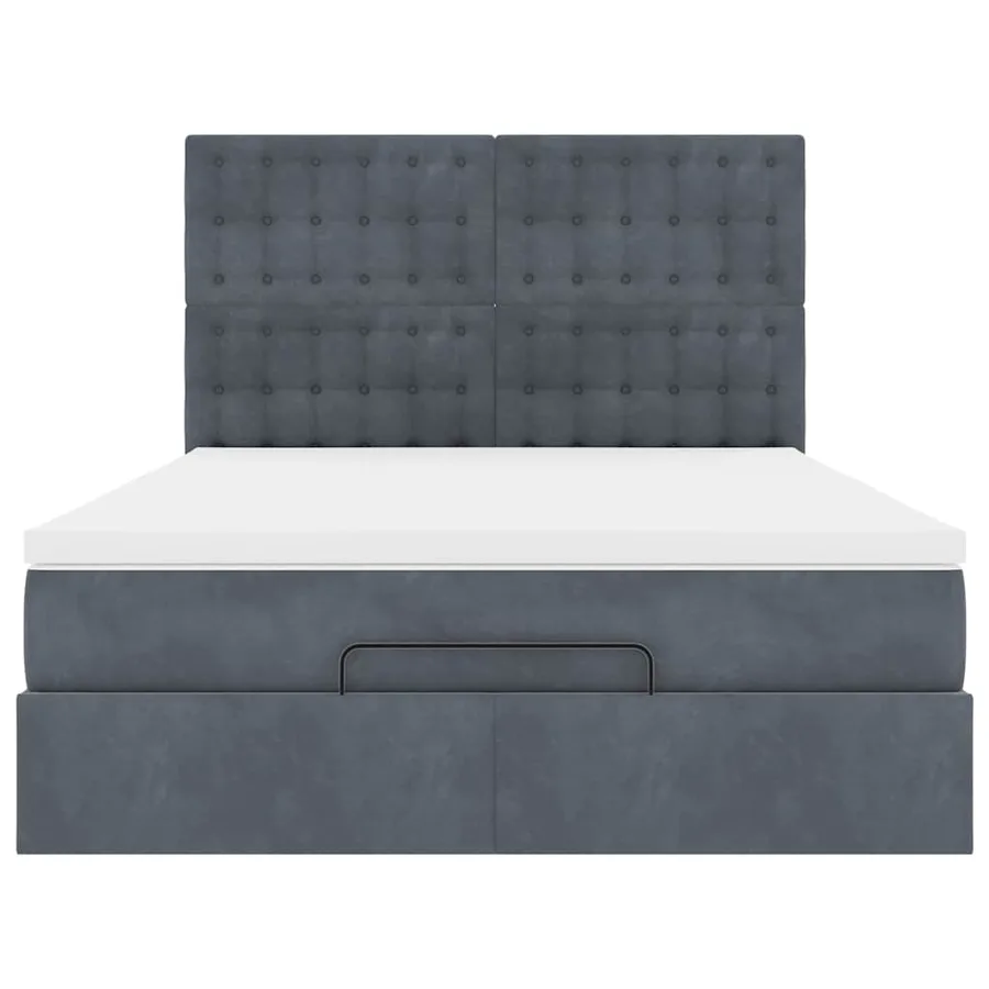 Cadre de lit ottoman avec matelas gris foncé 140x200 cm velours - 7