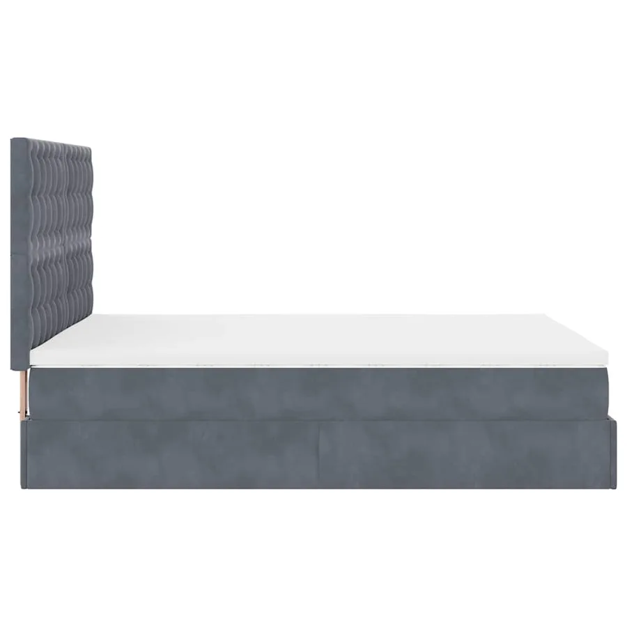 Cadre de lit ottoman avec matelas gris foncé 140x200 cm velours - 8