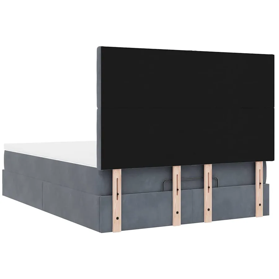 Cadre de lit ottoman avec matelas gris foncé 140x200 cm velours - 9