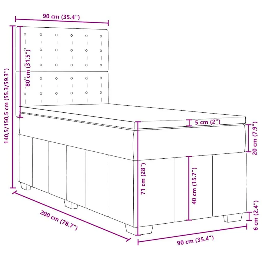 Sommier à lattes de lit avec matelas Marron foncé 90x200 cm - 13