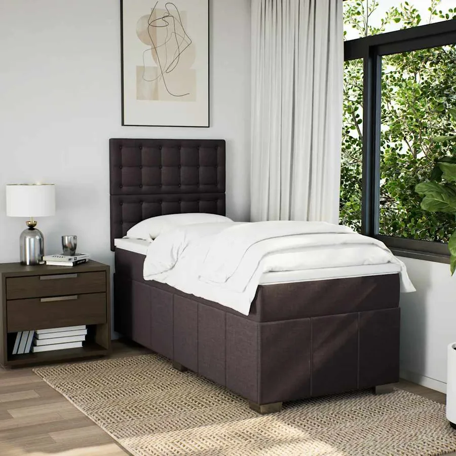 Sommier à lattes de lit avec matelas Marron foncé 90x200 cm - 3