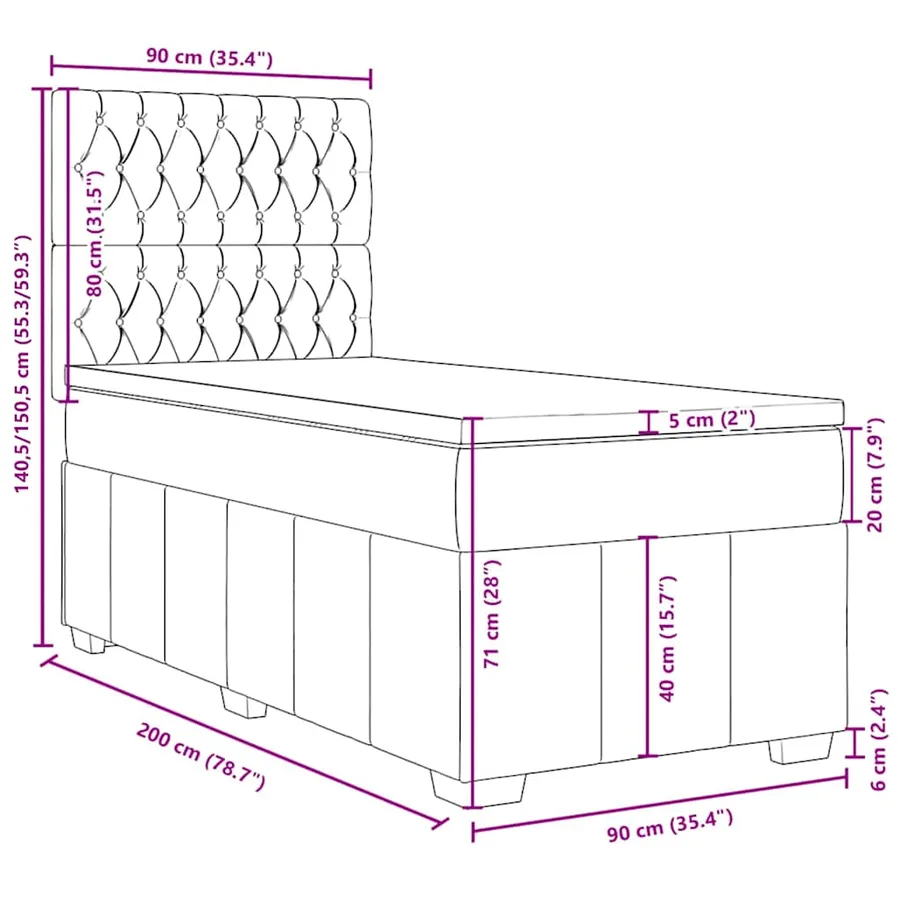 Sommier à lattes de lit avec matelas Marron foncé 90x200 cm - 18