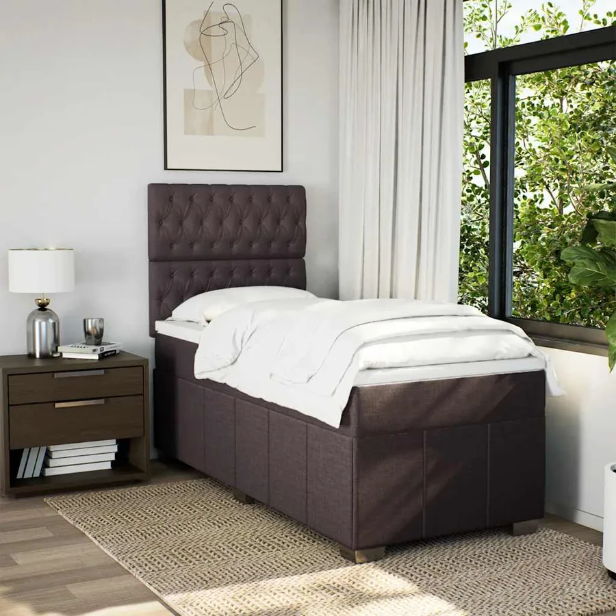 Sommier à lattes de lit avec matelas Marron foncé 90x200 cm - 5