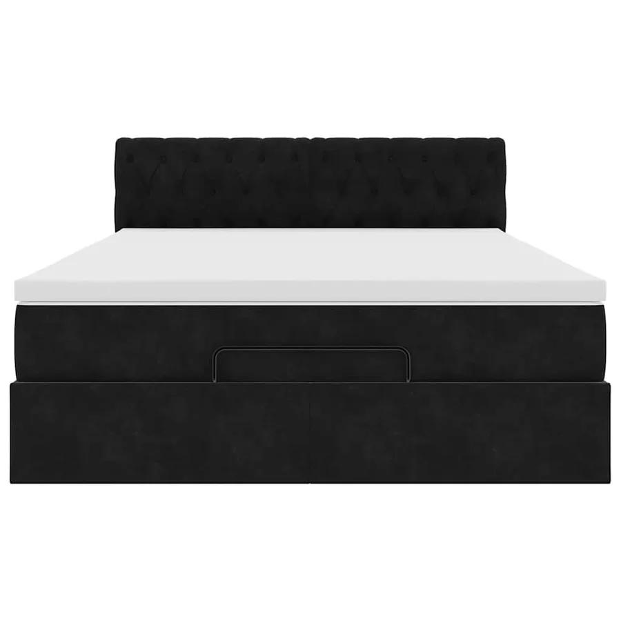 Cadre de lit ottoman avec matelas noir 140x200 cm velours - 7