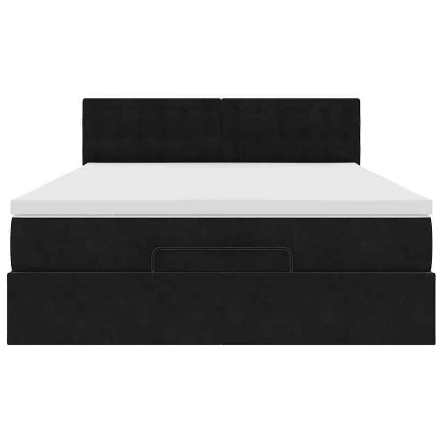 Cadre de lit ottoman avec matelas noir 140x200 cm velours - 6