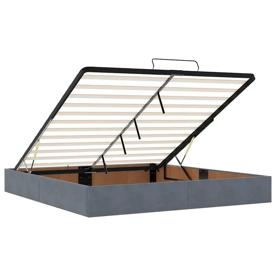 Cadre de lit ottoman avec matelas gris foncé 160x200 cm velours - 13