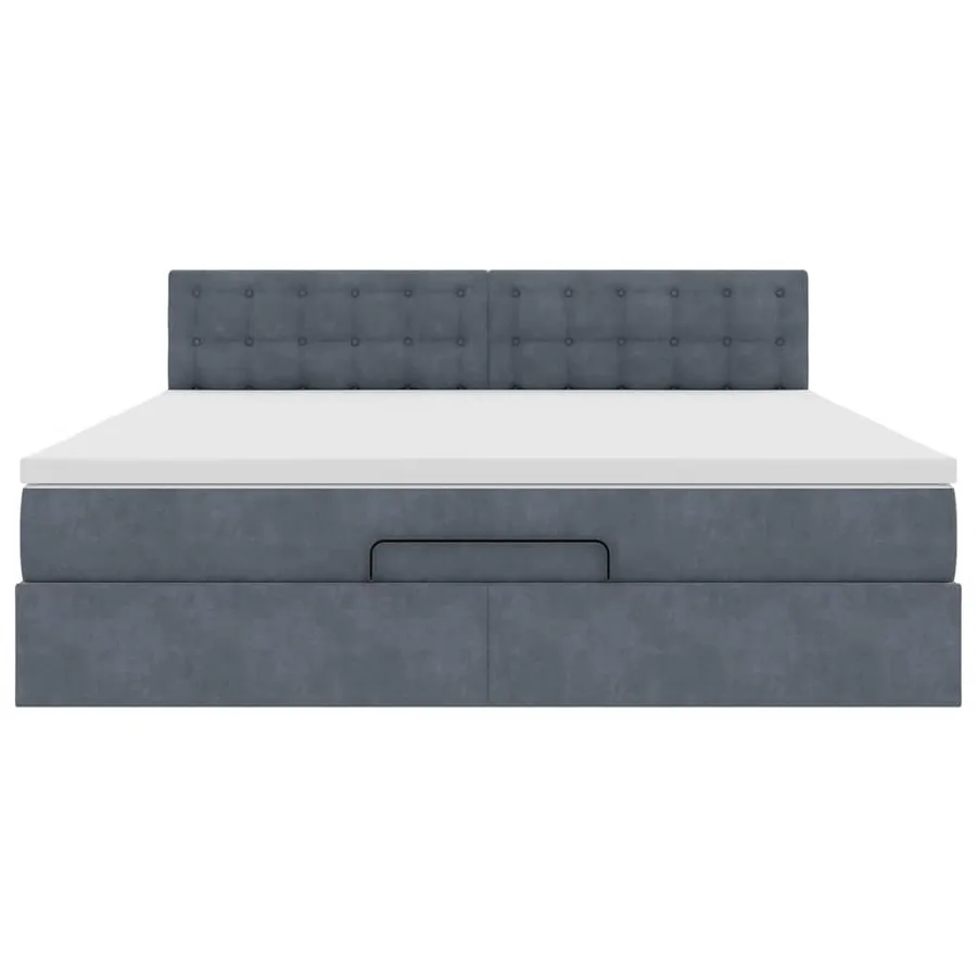 Cadre de lit ottoman avec matelas gris foncé 160x200 cm velours - 8