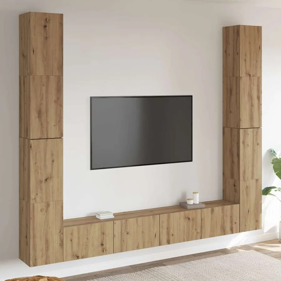 Meubles TV muraux 6 pcs chêne artisanal bois d'ingénierie