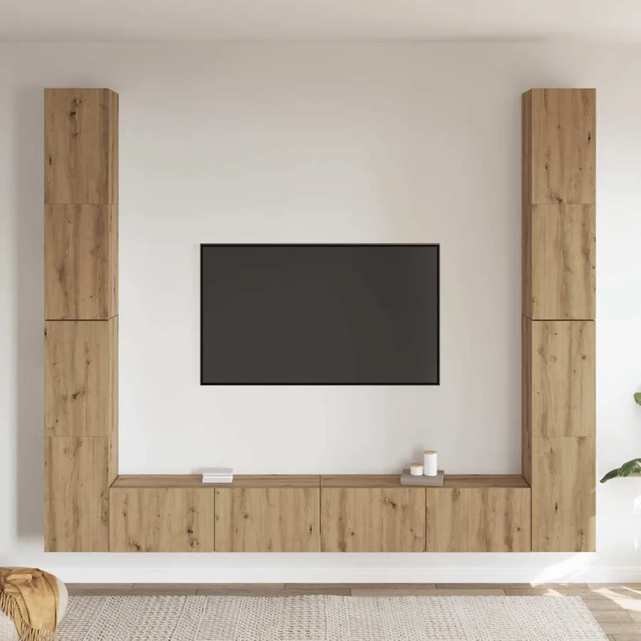 Meubles TV muraux 6 pcs chêne artisanal bois d'ingénierie - 3