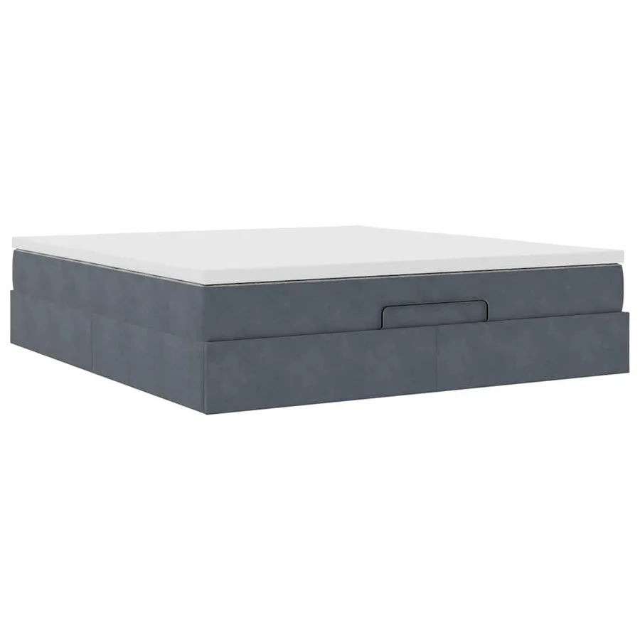 Cadre de lit ottoman avec matelas gris foncé 160x200 cm velours - 6