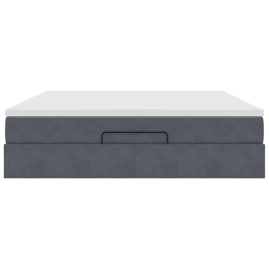 Cadre de lit ottoman avec matelas gris foncé 160x200 cm velours - 7