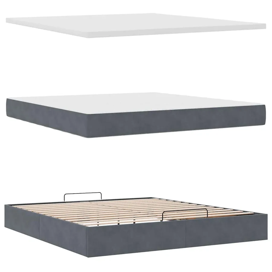 Cadre de lit ottoman avec matelas gris foncé 160x200 cm velours - 8