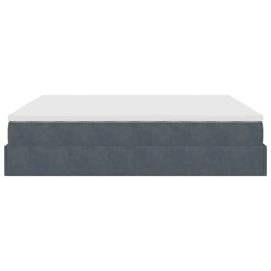 Cadre de lit ottoman avec matelas gris foncé 160x200 cm velours - 9