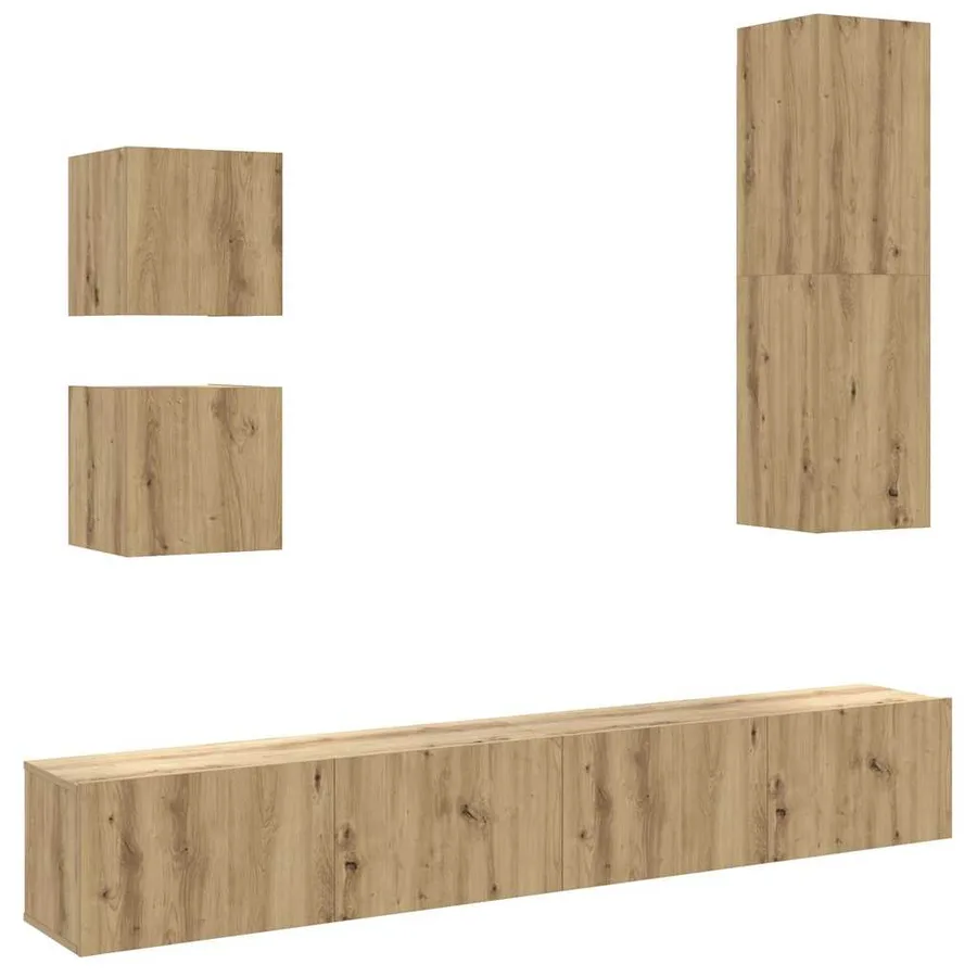 Ensemble de meuble TV mural 5 pcs chêne artisanal - 2