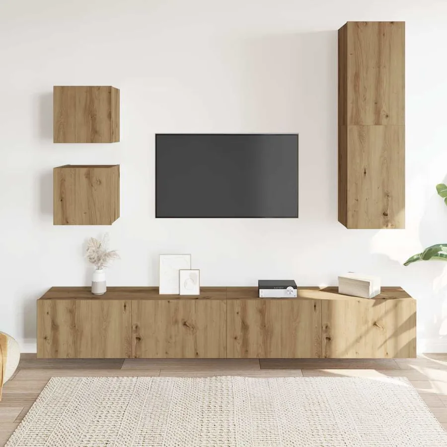 Ensemble de meuble TV mural 5 pcs chêne artisanal - 3