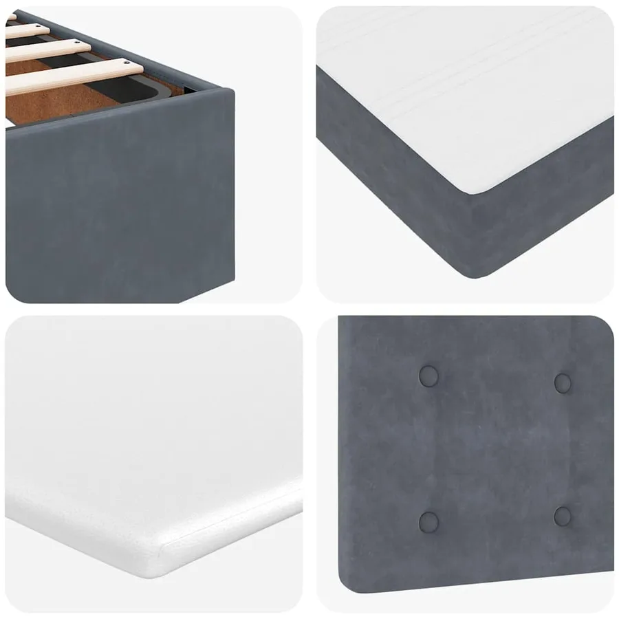 Cadre de lit ottoman avec matelas gris foncé 160x200 cm velours - 13