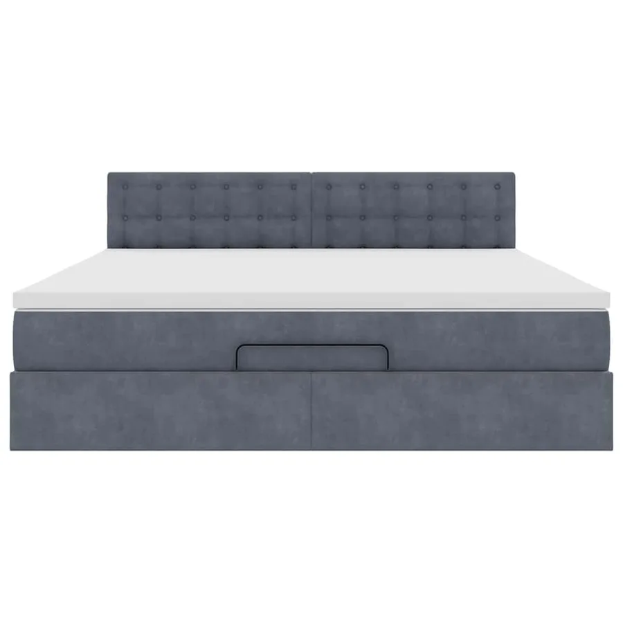 Cadre de lit ottoman avec matelas gris foncé 160x200 cm velours - 7