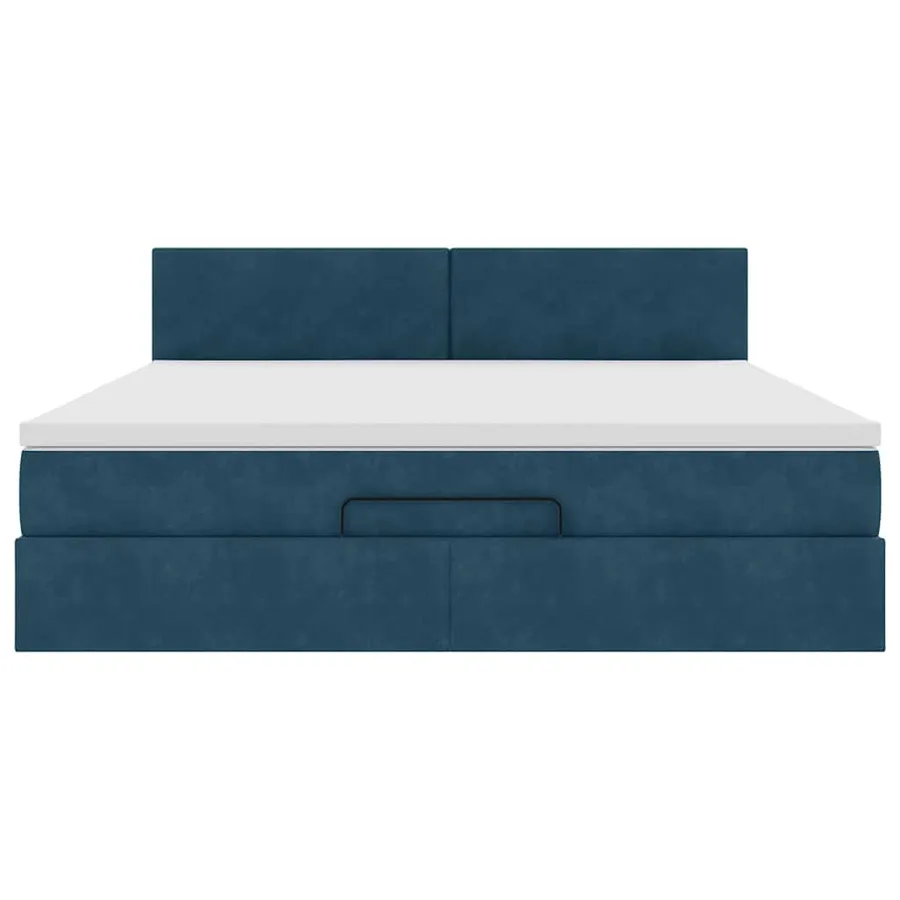 Cadre de lit ottoman avec matelas bleu foncé 160x200 cm velours - 7