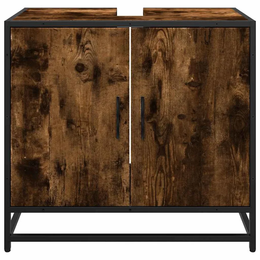 Armoire de lavabo de salle de bain chêne fumé 65x33x60 cm - 5