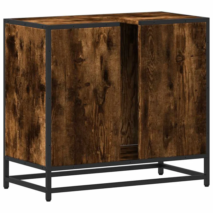 Armoire de lavabo de salle de bain chêne fumé 65x33x60 cm - 7