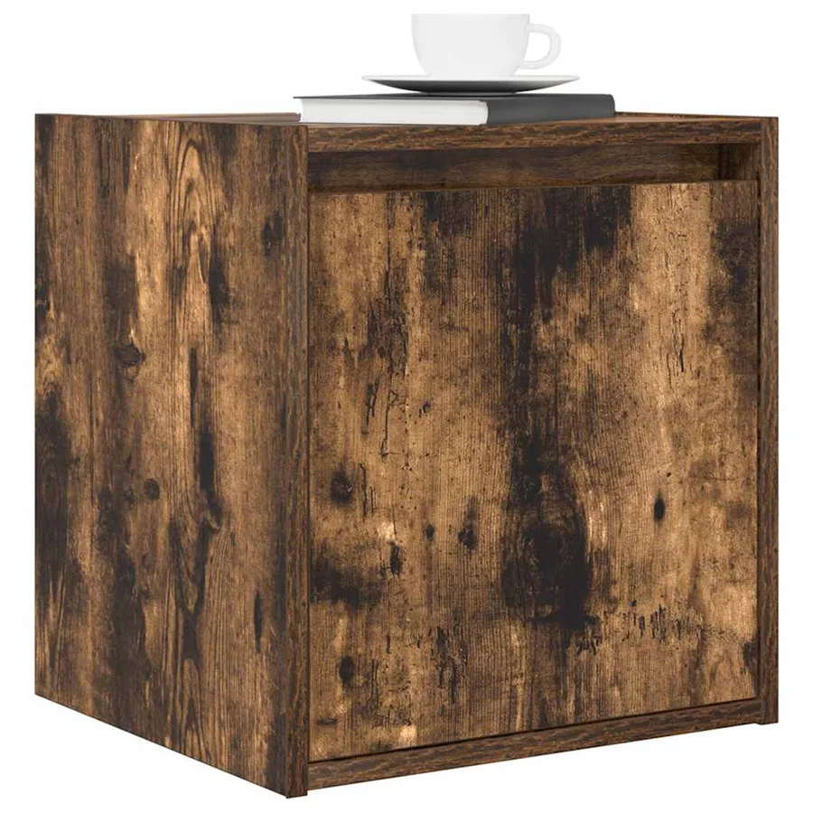 Table de chevet murale chêne fumé 38x34x40 cm - 4