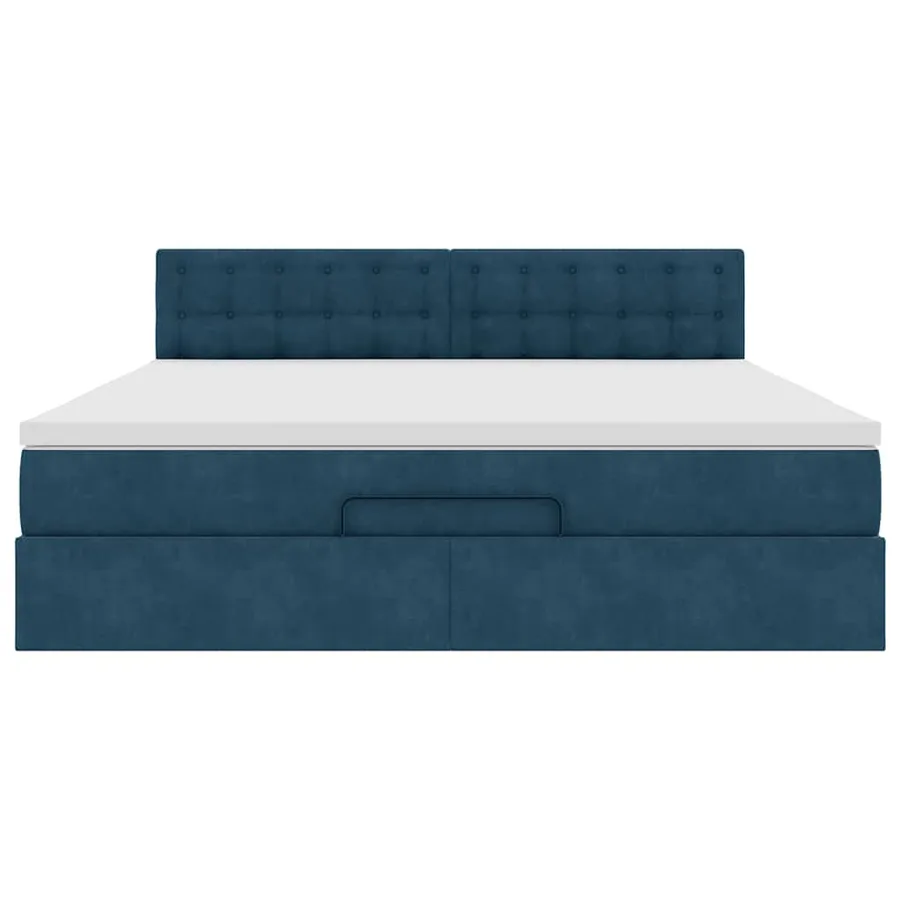 Cadre de lit ottoman avec matelas bleu foncé 160x200 cm velours - 8