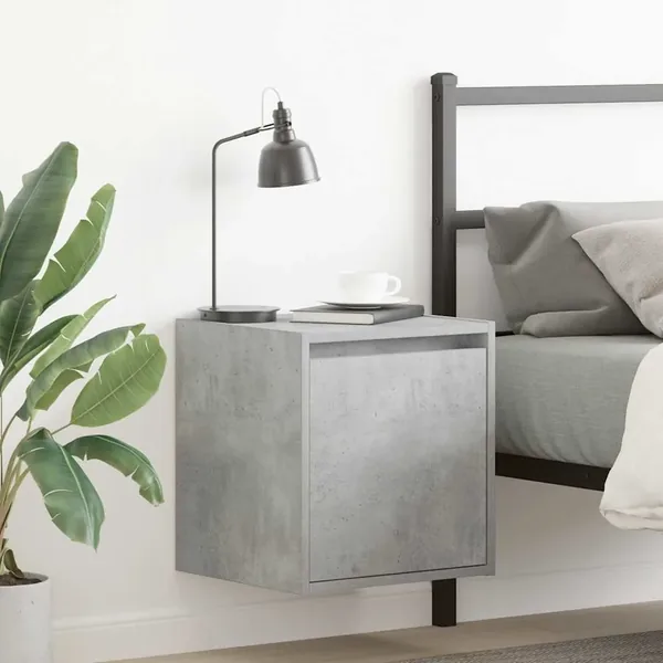 Table de chevet murale gris béton 38x34x40 cm