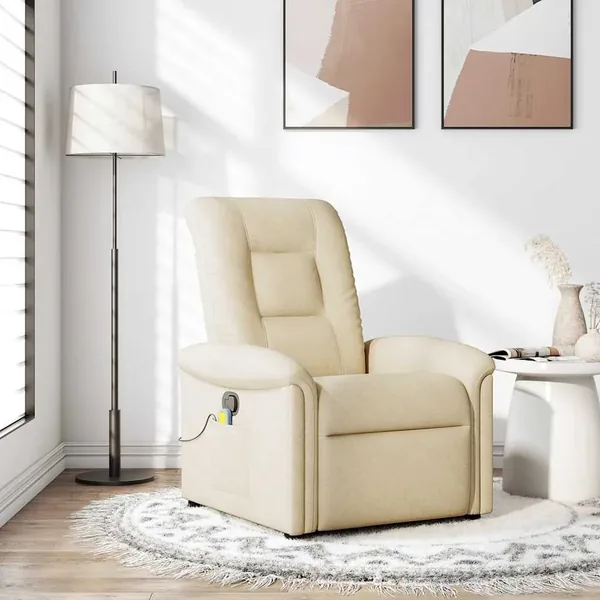 Fauteuil de massage inclinable Crème Tissu