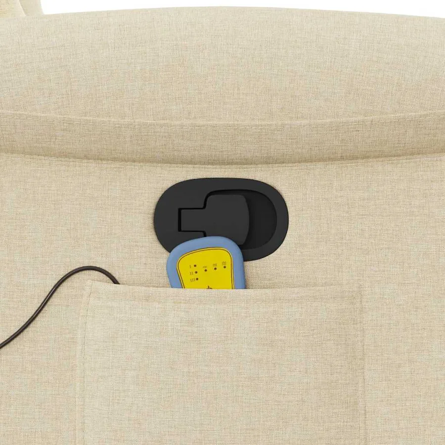 Fauteuil de massage inclinable Crème Tissu - 11