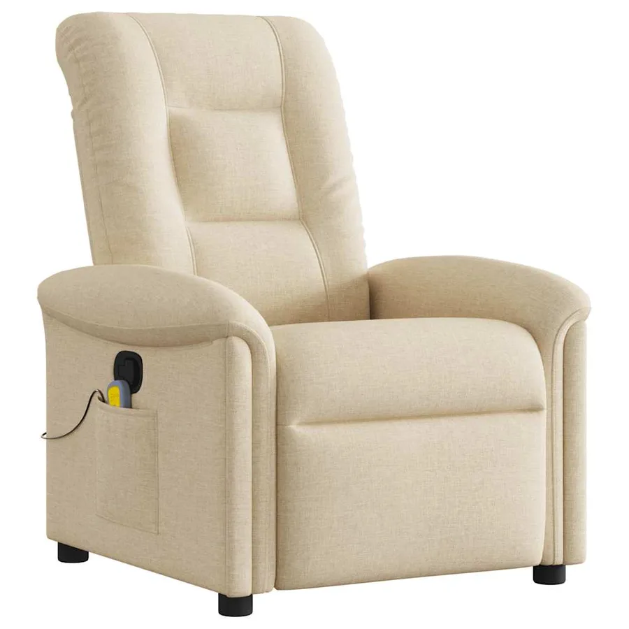 Fauteuil de massage inclinable Crème Tissu - 2