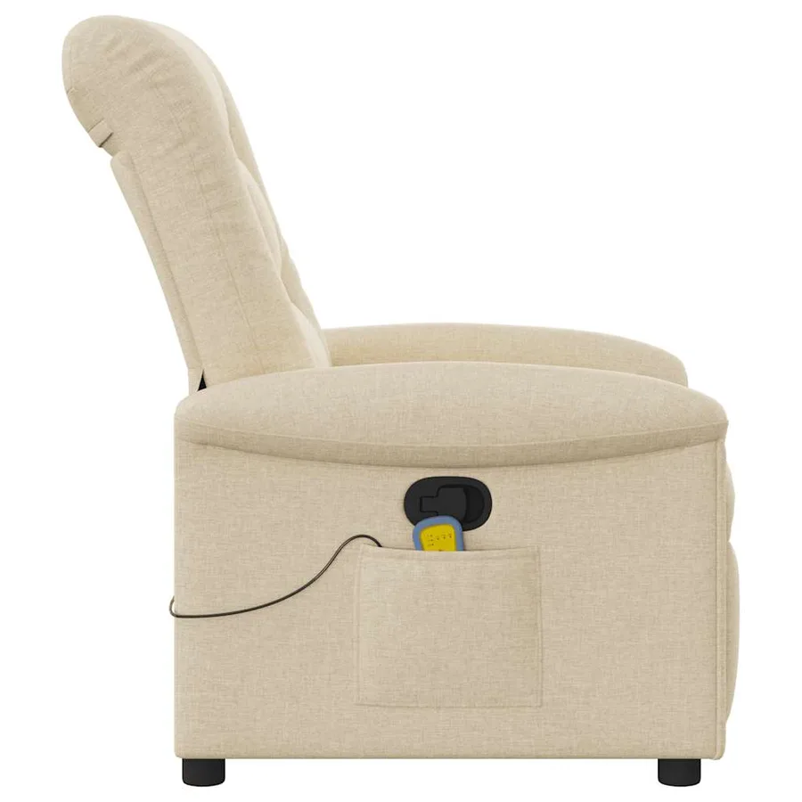 Fauteuil de massage inclinable Crème Tissu - 4