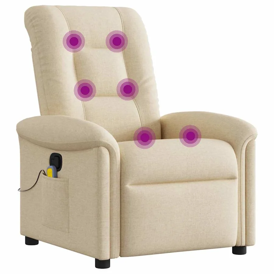 Fauteuil de massage inclinable Crème Tissu - 6