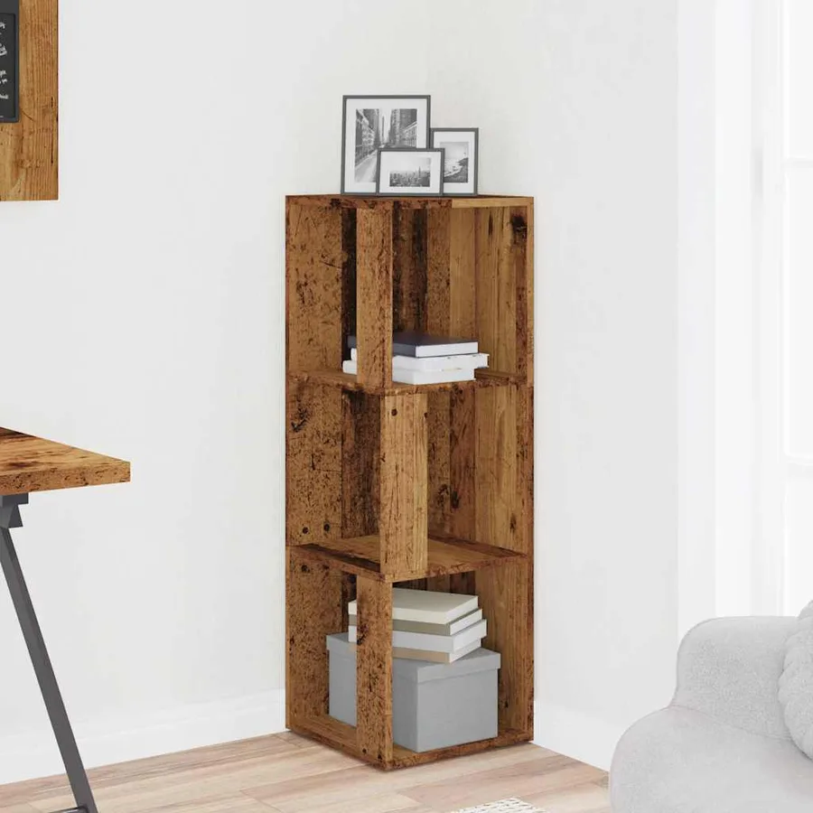 Armoire d'angle vieux bois 33x33x100 cm bois d'ingénierie - 3